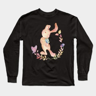 Cute Cottagecore Bunny with Butterflies Long Sleeve T-Shirt